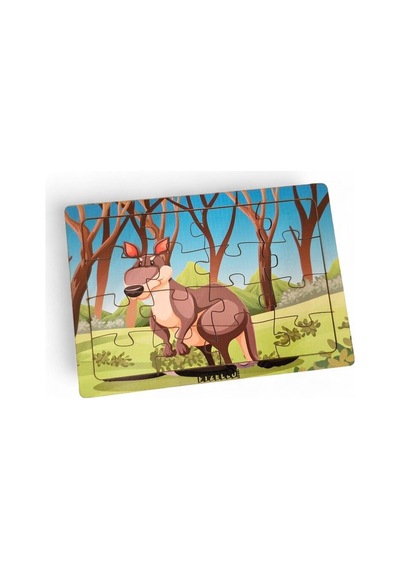 Kanguru 16 Parça Eğitici Öğretici Ahşap Çocuk Puzzle Yapboz Bebek Çocuk Oyuncak