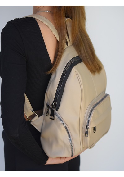 Jara Bag Frida Kadın Sırt Çantası Şık, Yumuşak Dokulu Ve 5 Bölmeli Vizon