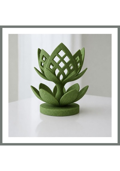 Bezos 3d Baskı Lotus Çiçeği Mumluk - Dekoratif Tealight Mumluk-yeşil Mmbz