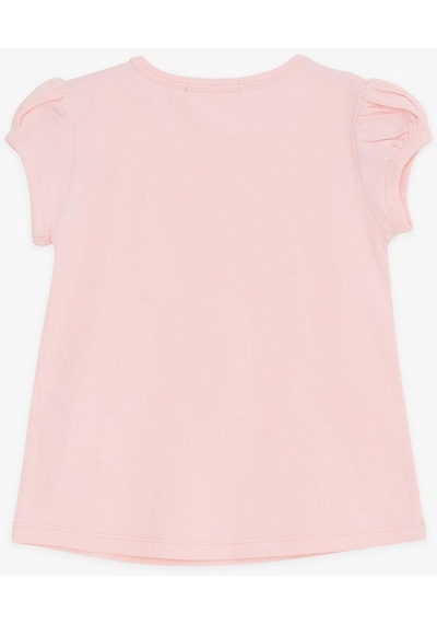 Breeze Kız Bebek Tişört Çiçek Nakışlı 9 Ay-3 Yaş, Pembe-pembe Pembe