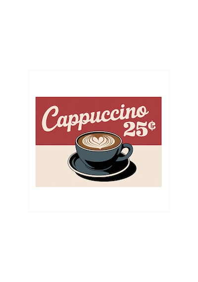 Vintage Cappuccino Reklamı Model Mdf Tablo