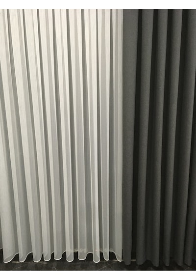 Perdefony Çizgili Düz Tül Perde Perdefony Çizgili Düz Tül Perde