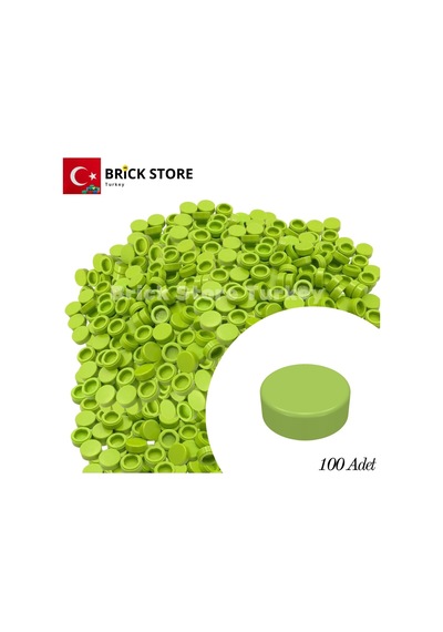 Yedek Parçalar: 100 Adet 1x1 Tile Round Yuvarlak Fayans Parçası, Fıstık Yeşili Renk Lime