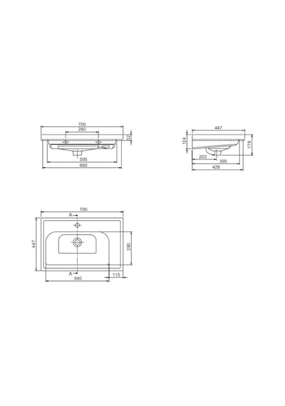 Turkuaz Seramik Cerastyle Frame 70 x 45 CM Etajerli Lavabo