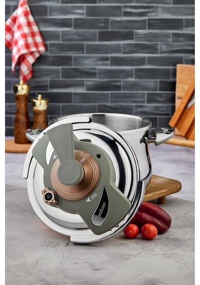 Cooker 7 Lt. Lüks Klipso Kapak Düdüklü Tencere Gri