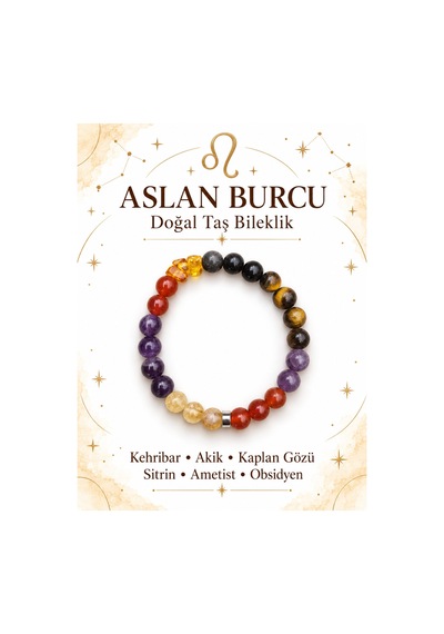 Aslan Burcuna Özel Doğaltaş Bileklik Sarı - 935179577 Sarı