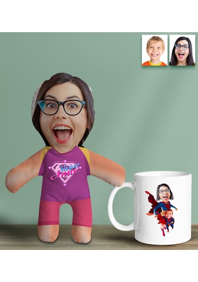 Bk Gift Kişiye Özel Fotoğraflı Pembe Süper Anne Bebek Yastık Ve Kupa Bardak Hediye Seti-4, Anneye Hediye, Anneler Günü Hediyeleri Kobitmeyencom30629 B