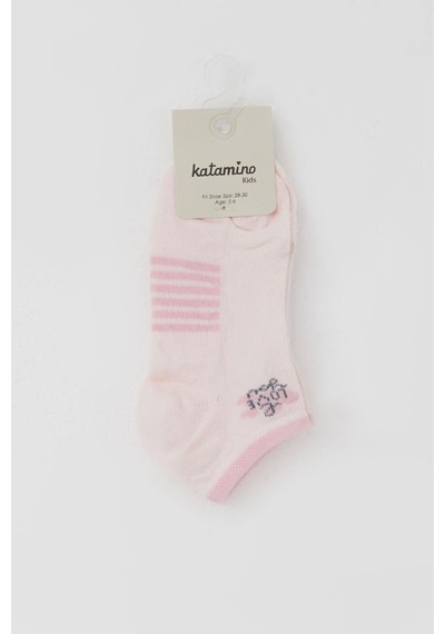 Katamino Kız Çocuk Patik Çorap Sevgi Temalı Yazı Baskılı 3-8 Yaş, Pembe