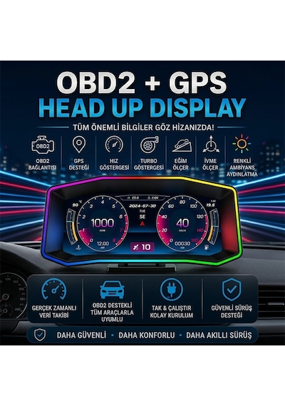 Ally P4 Obd2 + Gps Head Up Display Hud, Dijital Hız Göstergesi