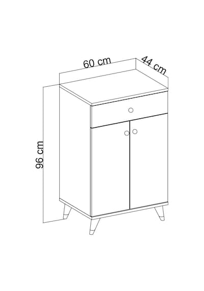 Simple Çok Amaçlı Dolap 2 Raflı Tek Çekmeceli 2 Kapaklı 60x44x96 Beyaz Beyaz