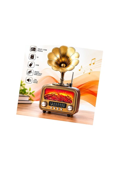 Vintage Retro Bluetooth Hoparlör Gramofon Tasarımlı Am Fm Sw Radyo Usb Tf Kartlı Rt-422 Evimdeyokyok