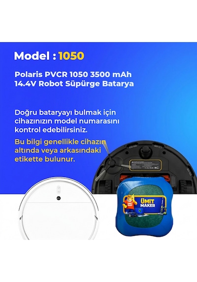 Polaris Pvcr 1050 3500 Mah 14.4v Robot Süpürge Batarya
