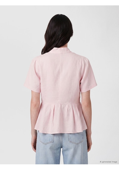 Lcw Comfort Pembe V Yaka %100 Pamuklu Peplum Bluz