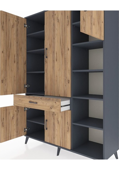 Hyperion Dolap 10 Raflı Tek Çekmeceli 5 Kapaklı 132x44x195 Antrasit-çam/çam Atlas Çam/atlas Çam Hyperion Dolap 10 Raflı Tek Çekmeceli 5 Kapaklı 132x44x195 Antrasit-çam/çam Atlas Çam/atlas Çam