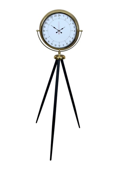 Gold 24 Saat Göstergeli Özel Tasarım Tripod Ayaklı Saat
