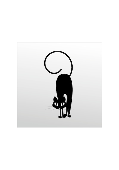 Folyo Sticker Korkmuş Kedi 40cm Uzunluk Siyah