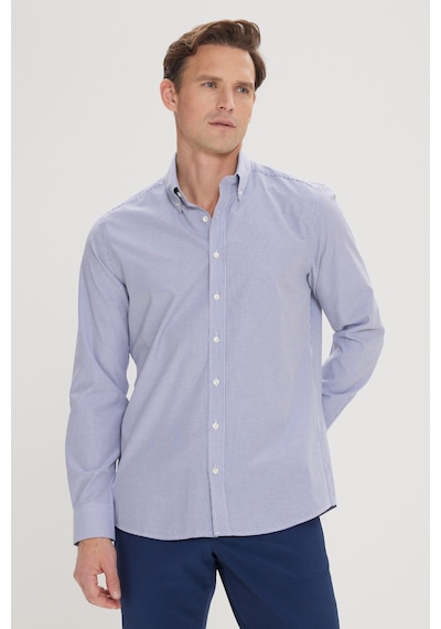 AC&Co / Altınyıldız Classics Erkek Beyaz Mavı Slim Fit Dar Kesim Düğmeli Yaka Çizgili Gömlek Beyaz Mavı AC&Co / Altınyıldız Classics Erkek Beyaz Mavı Slim Fit Dar Kesim Düğmeli Yaka Çizgili Gömlek Beyaz Mavı