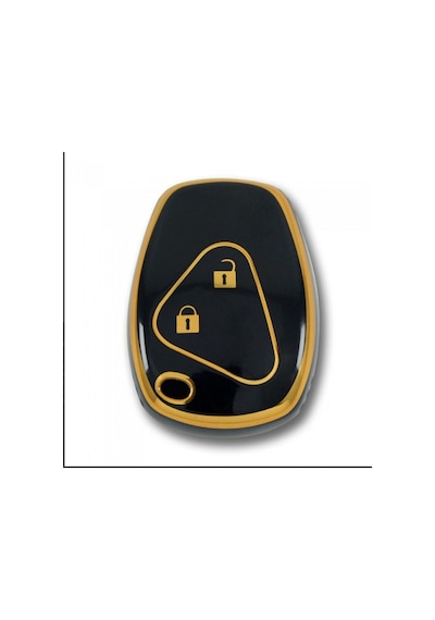 Gma Keys Lüx Renault Clio 3 Dacia Duster 2 Buton Nano Anahtar Kılıfı Siyah Gold Altın Renk