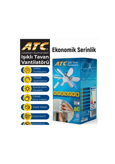 Uzaktan Kumandalı Işıklı Tavan Vantilatörü 30w Ledli Ve 3 Kademeli Akıllı Fan Sessiz Vantilatör
