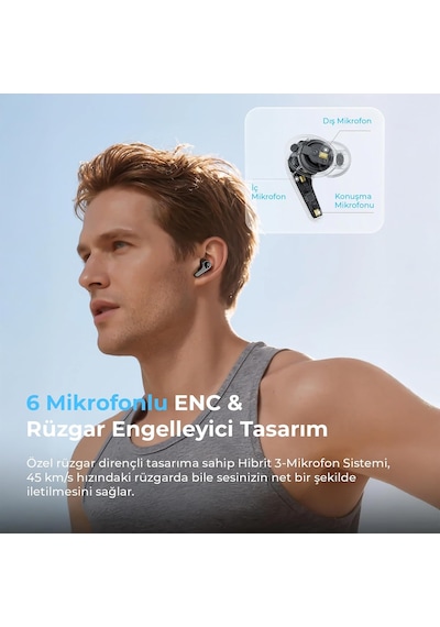 C30 Hybrid Anc Hi-res Ldac Tws Bluetooth 6.0 Kablosuz Kulak İçi Kulaklık Siyah