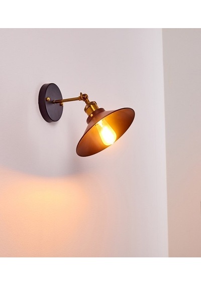 Riolight Retro Tekli Metal Sarkıt Duvar Aplik Şapka Çapı 22cm Siyah