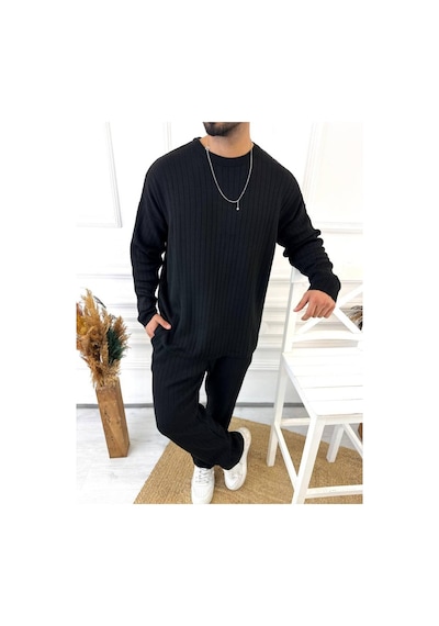Uzun Kollu Tişört Fitilli Örme Triko Yumuşak Dokulu Tüylenmez Pamuklu Kazak Sweatshirt Siyah Uzun Kollu Tişört Fitilli Örme Triko Yumuşak Dokulu Tüylenmez Pamuklu Kazak Sweatshirt Siyah