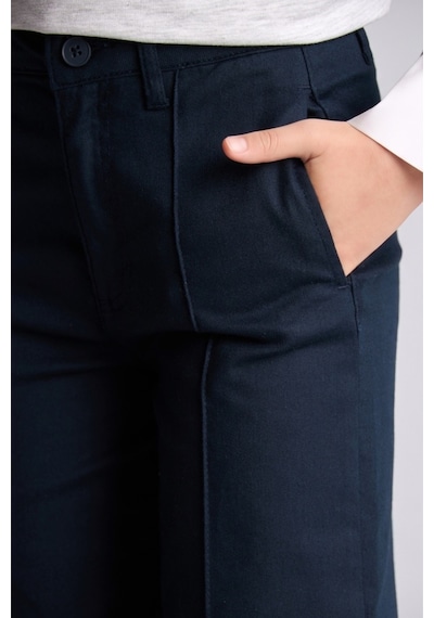 Defacto Wide Leg Düz Paça Cepli Gabardin Pantolon Kız Çocuk H9665a826aunv253 Lacivert-nv253