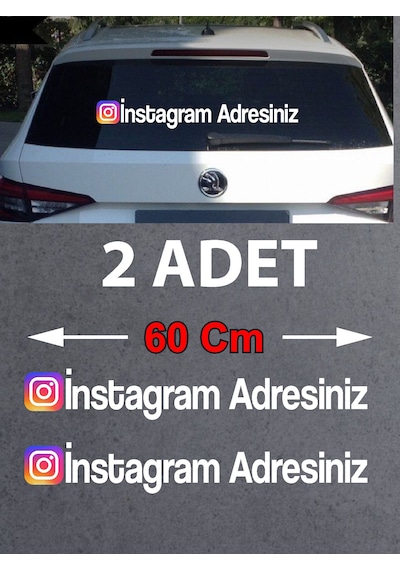 Kişiye Özel İnstagram Sticker 2 Adet - Sosyal Medya İnstagram Sticker - Araba Oto Araç Motosiklet Karavan Cam Sticker - 00926 60 Cm