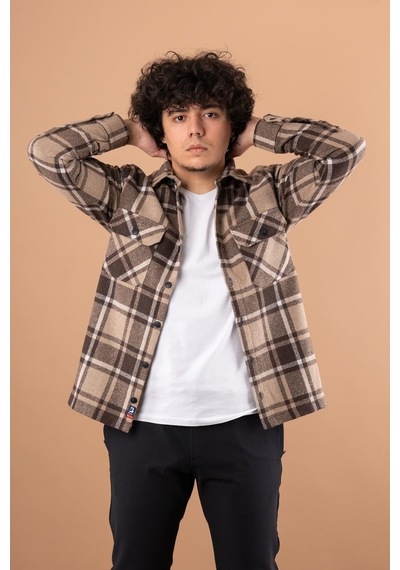 Bican Çift Cepli Oversize Erkek Oduncu Gömlek (513379186)