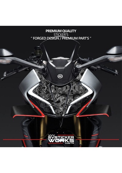 Cfmoto 450sr Forged Karbon Kaplama Ön Kafa Ortası Sticker Etiket Modeli