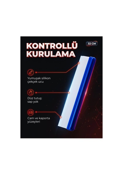 Silikon Araç Kurulama Aparatı 32 Cm Cam Ve Kaporta Su Çekçeği