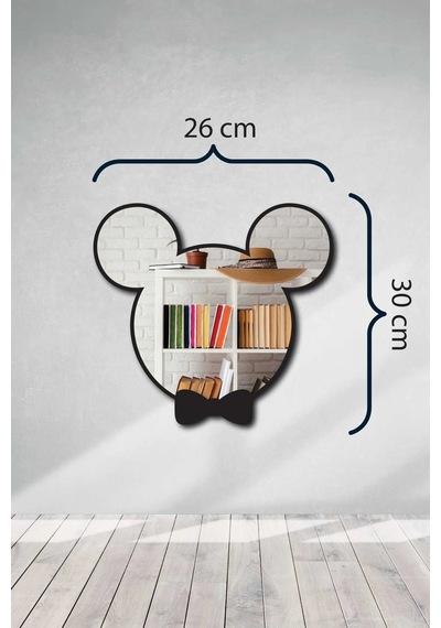 Kk Swords Mickey Mouse Figürlü Çocuk Odası Dekoratif Pleksi Ayna Siyah