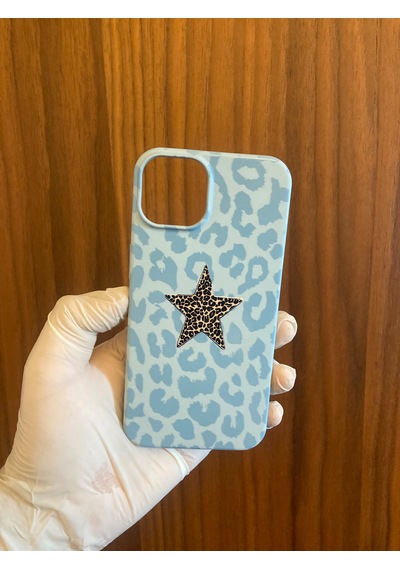 Apple iPhone Uyumlu 13/14 Leopar Baskılı İçi Kadife Silikon Telefon Kılıfı Mavi