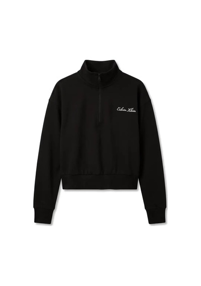 Calvin Klein Heavy Jersey 1/4 Zıp, Ub1 Siyah Kadın Sweatshirt
