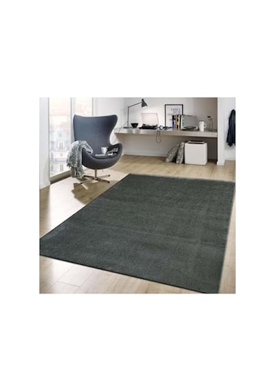 Koyu Gri Mikro Polyester Kaymaz Taban Shaggy Halı, 100 X 100 Cm Açık Indigo