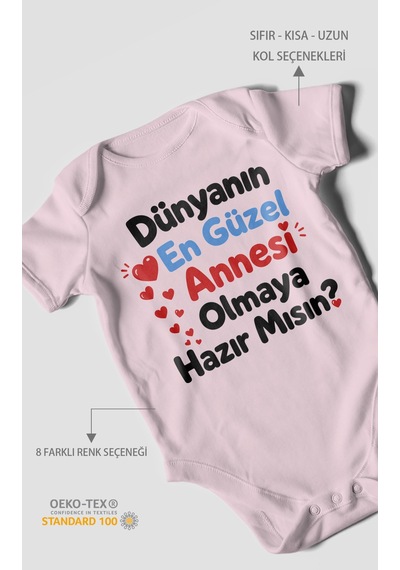 Morivokids Anneye Özel Kısa Kollu Bebek Body %100 Pamuk Zbn177-kk Bebe Pembe
