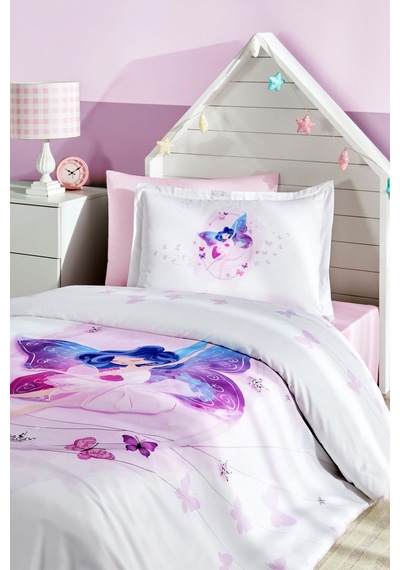 Özdilek Fairies Tek Kişilik Lastikli Çarşaf Nevresim Takımı Lila