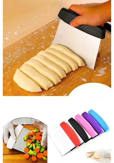 Hamur Kesme Spatulası & Patates Cips Kesici Çelik Mor Diğer