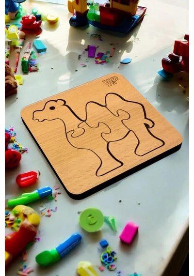 Plywood Ahşap Boyanabilir Çocuklar Puzzle 4mm Deve Boya Setli