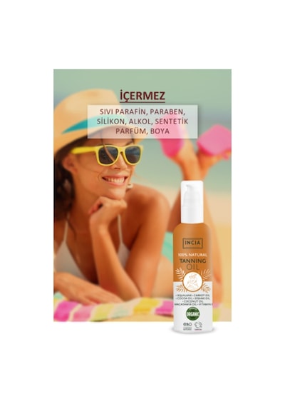 INCIA %100 Doğal Bronzlaştırıcı Yağ Organik Avokado Yağı Yoğun Bronzlaştırıcı Kakao Havuç Susam 150 ML