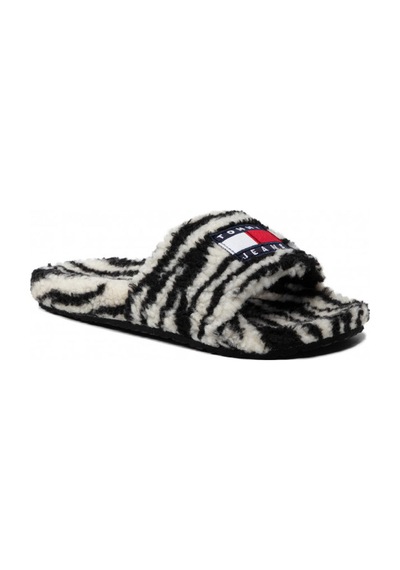 Black Tommy Hilfiger Kadın Wild Animal Printed Pool Slide Terlik