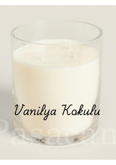 El İşçiliği Cam Vazo İçerisinde El İşçiliği Mum Vanilya Kokulu 19cm X 20cm Dev Boy Beyaz