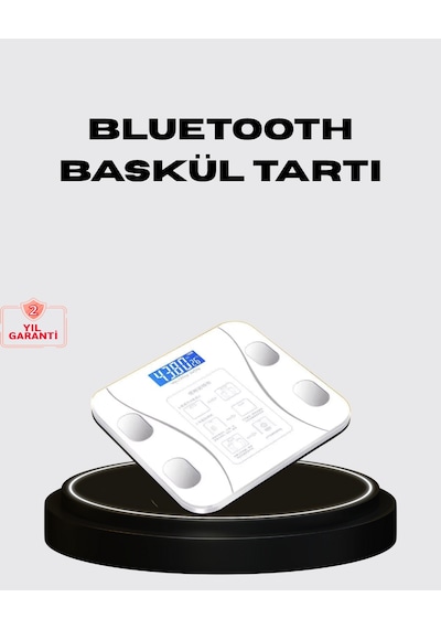 Akıllı Dijital Baskül - Bluetooth Bağlantılı, 8 Ölçüm Verili, Akıllı Vücut Analiz Tartısı
