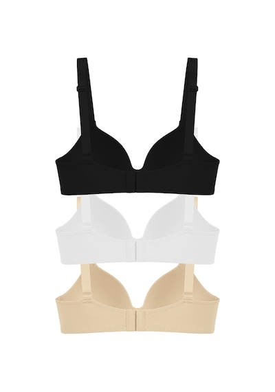 Cottonill Seamless Bra - Norea Micro Balensiz Dolgusuz Kadın Sütyen 3'lü Paket-2 Çok Renkli -