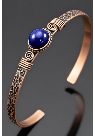 Erkek Bakır Bileklik Doğal Lapis Lazuli Taşı Kadın Kelepçe Bilezik Diğer