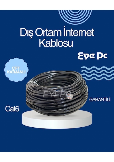 95 Metre Cat 6 Ethernet İnternet Kablosu Gigabit Destekli, Rj45 Uçlu, Ev Ve Ofis Ağı İçin 95m