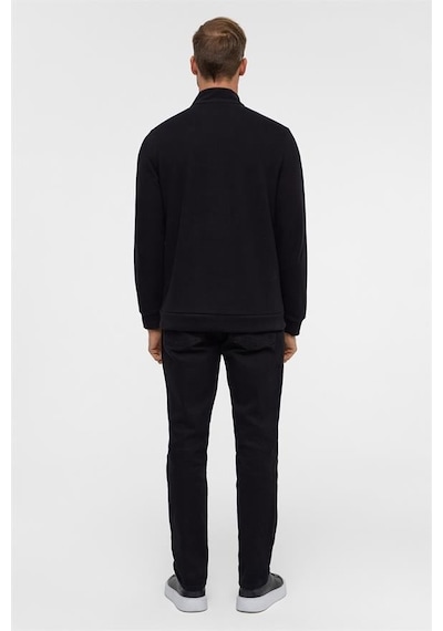 Süvari Siyah Regular Düz Polo Yaka Sweatshirt Siyah