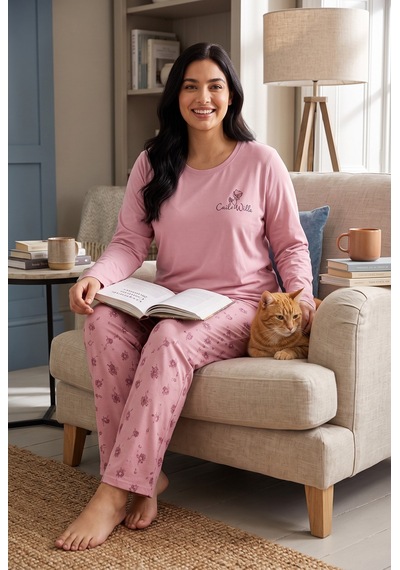Seboteks Mevsimlik Kumaş Bisiklet Yaka Uzun Kollu Büyük Beden Kadın Pijama Takımı 400 Pembe Seboteks Mevsimlik Kumaş Bisiklet Yaka Uzun Kollu Büyük Beden Kadın Pijama Takımı 400 Pembe