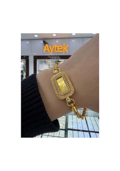 24 Ayar Gram Altınlı Külçe Halat Bileklik Sarı