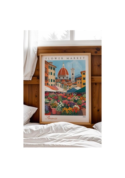 Floransa İtalya Çerçeveli Tablo Seyahat Severlere Salon Ve Ofis İçin Estetik Duvar Dekoru Travel Flower Market